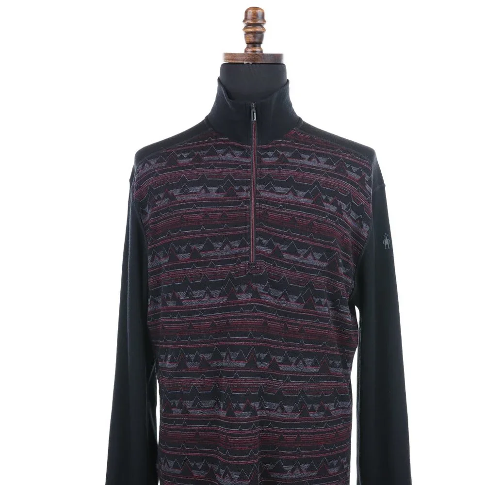 Smartwool Merino 250 Baselayer 1/4 Zip Shirt Sweater Men's XL Black/Red - Picture 3 of 11